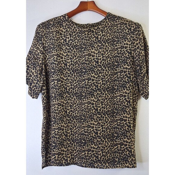 Vtg QUO-SILK 100% Silk Leopard Print Animal Print Top Women's Sz M Cottage Core - Picture 4 of 8